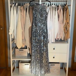 Gunmetal Sequin Gown
